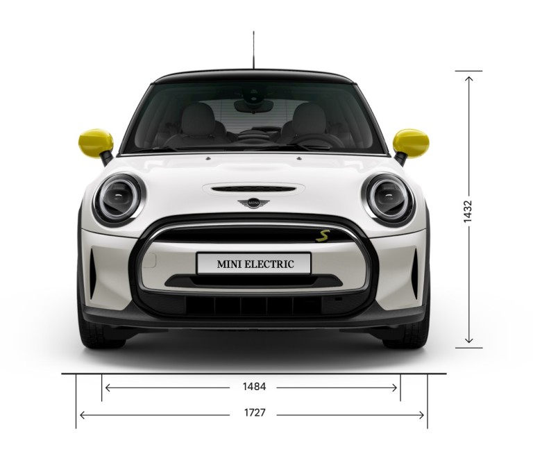 MINI 3 portes Cooper SE – vue avant – dimensions